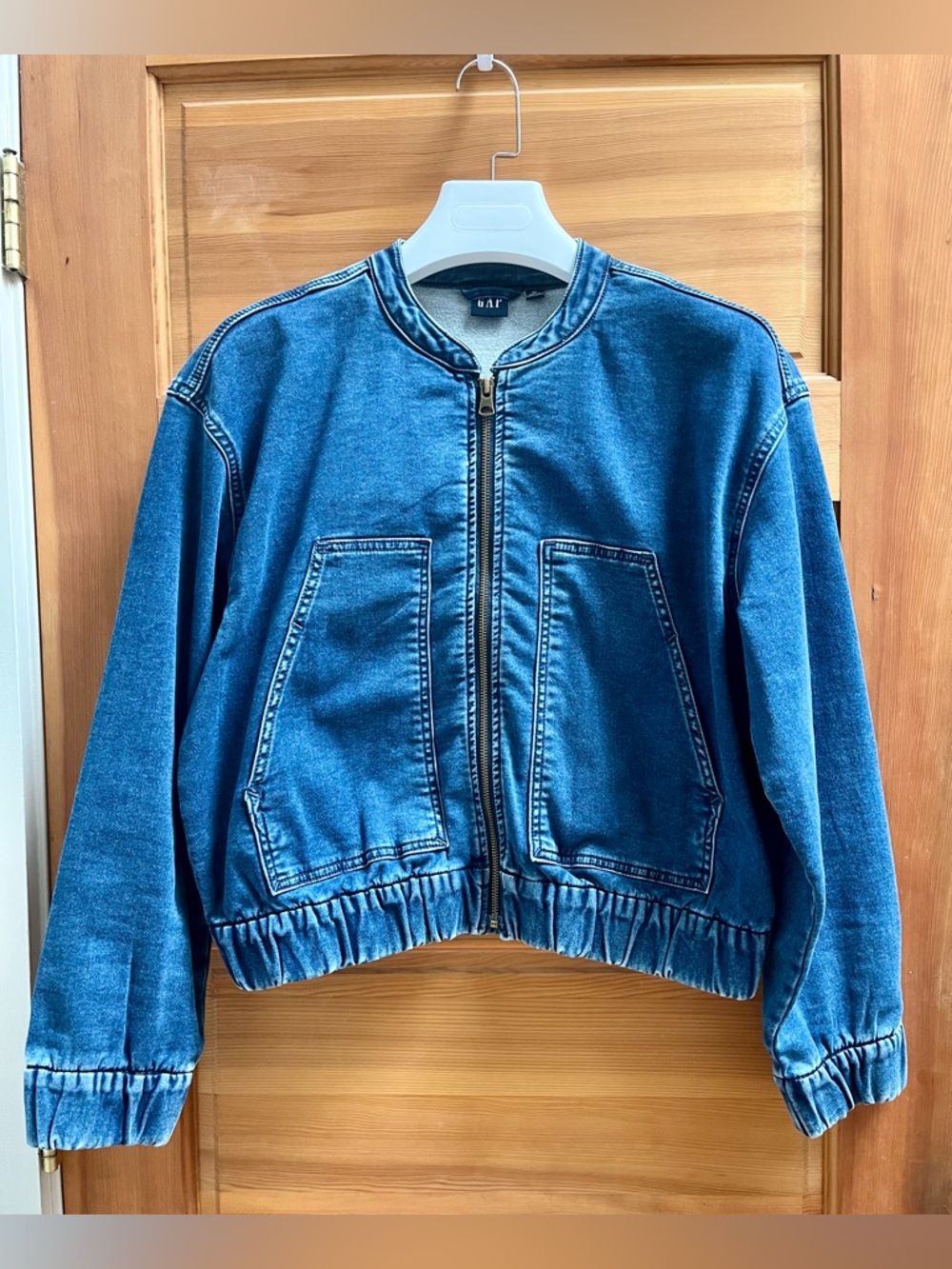 Gap Knit Denim Bomber Jacket - Women’s M